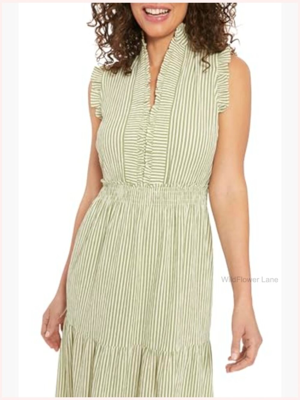 Smocked Waist Ruffle V-Neck Maxi Dress with Tiered Skirt - Picture 5 of 6